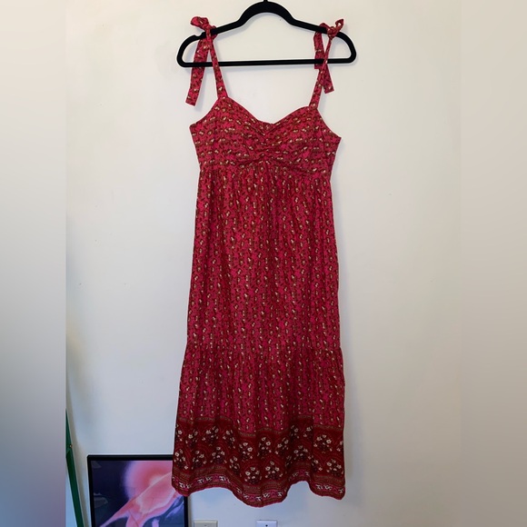 C&C California Red boho cotton flowy maxi dress - Picture 5 of 6